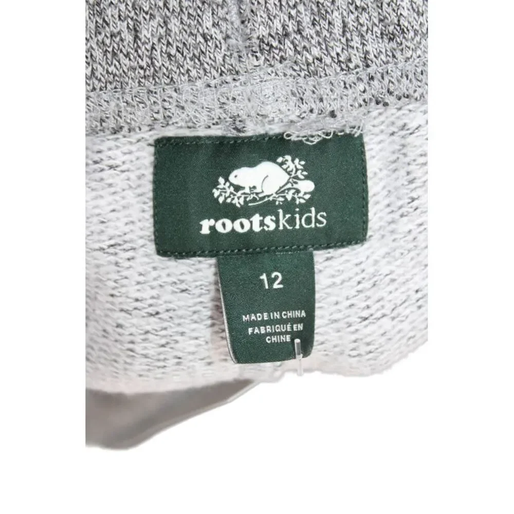 Roots Boys Cotton Drawstring Stretch Straight Sweatpants Gray Size 12